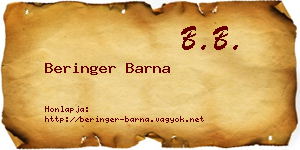 Beringer Barna névjegykártya